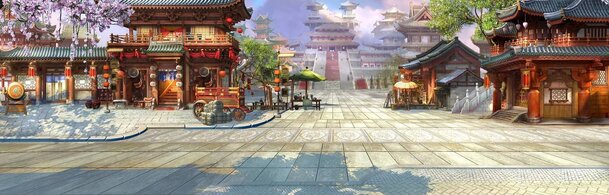 古风建筑游戏原画，高清PNG透明背景，卡通手绘素材下载