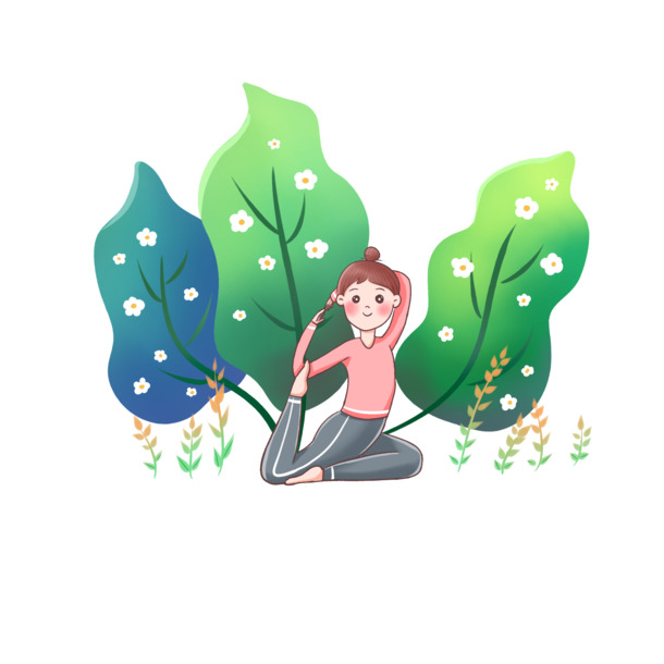 寒假瑜伽班招生，手绘卡通PNG透明图片素材，免费下载！