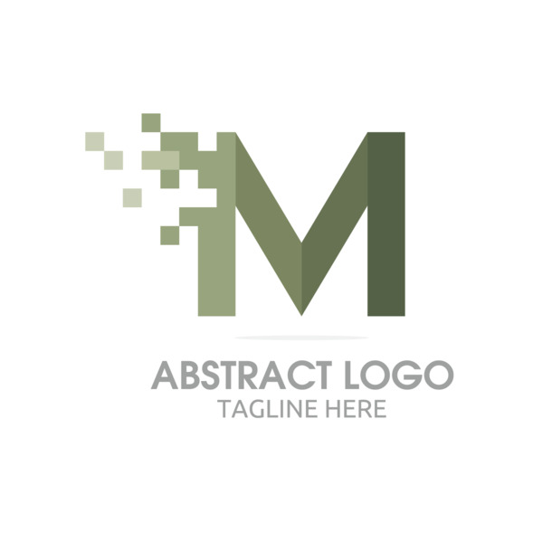 灰绿渐变Logo手绘卡通素材，高清PNG透明+AI格式，一键下载