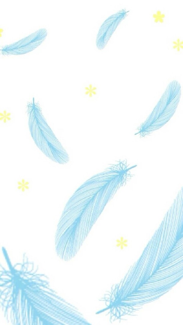 手绘蓝色羽毛壁纸，高清PNG透明背景，H5设计素材免费下载