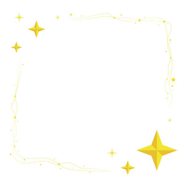 金色星星边框PNG透明素材，高清免扣设计元素下载