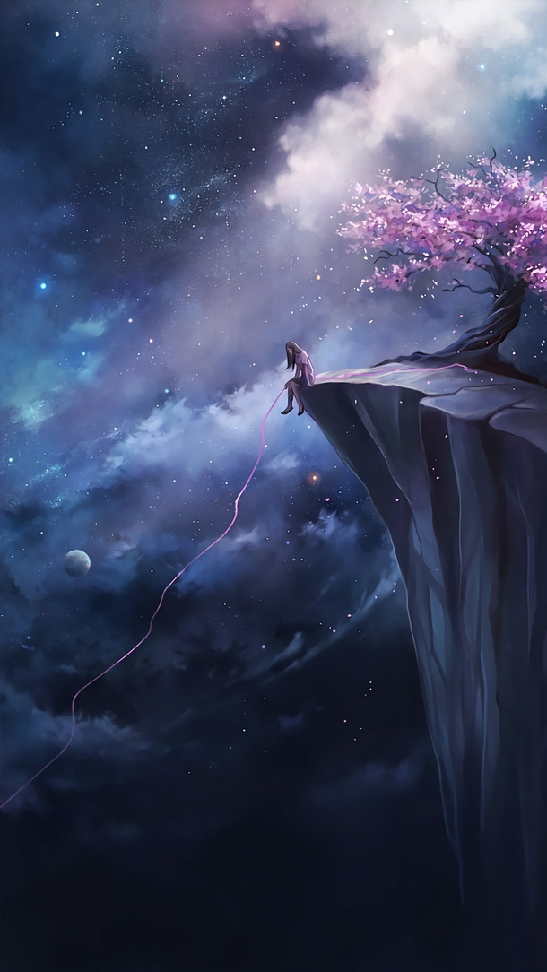 星空桃树高清PNG透明背景图片，创意素材下载