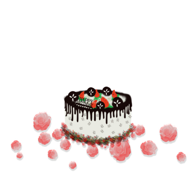 生日蛋糕PNG素材，巧克力水果鲜花设计，高清透明图片，节日元素一网打尽