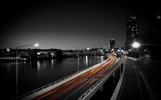黑夜高架桥高清PNG透明背景图，摄影风景素材免费下载