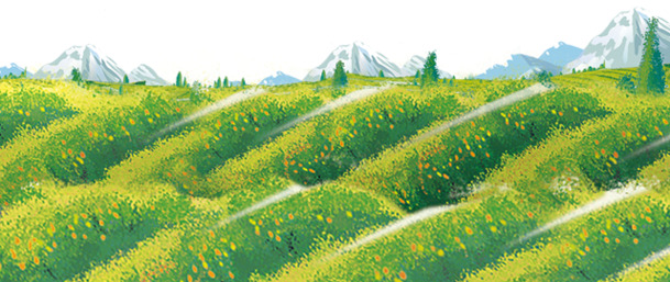 水彩画苹果园H5素材，高清PNG透明背景，卡通手绘设计元素免费下载