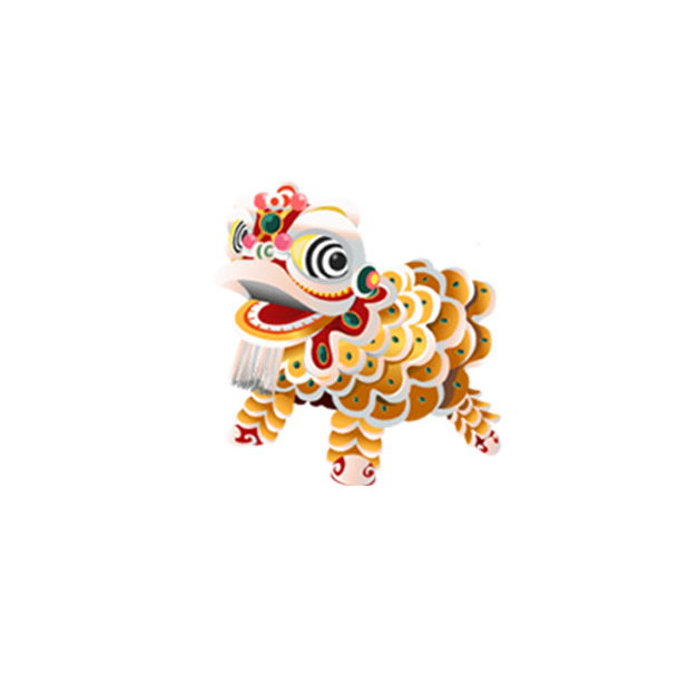 节日彩色麒麟PNG素材，高清透明动植物元素，免费下载