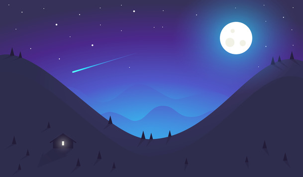 蓝色夜空流星插画，高清PNG透明背景，抽象梦幻EPS设计素材下载