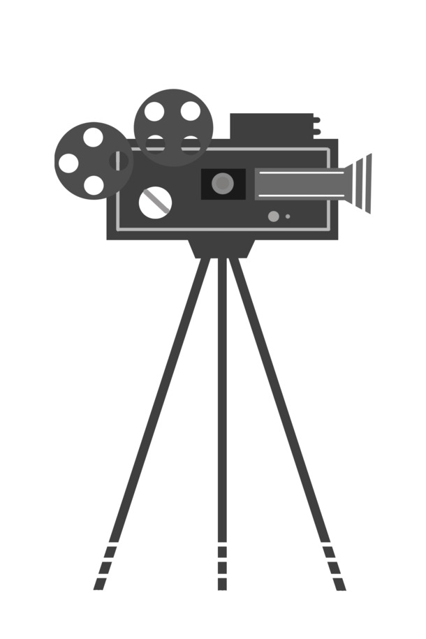 电影院黑色放映机插画，高清PNG透明免抠素材，一键下载设计元素