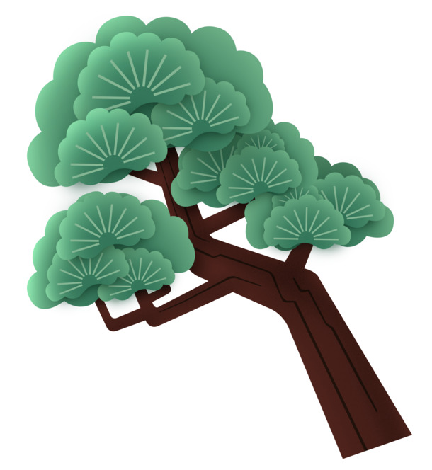 中国风手绘树叶树枝PNG透明图，动植物元素，高清设计素材下载