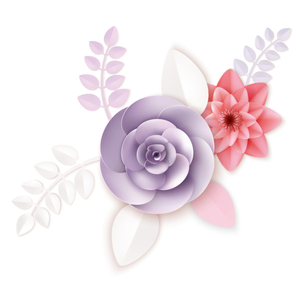 母亲节立体纸雕花朵，高清PNG透明素材，创意漂浮花瓣设计下载