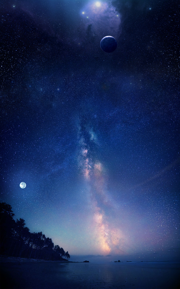 梦幻星空星球PNG透明图，高清抽象背景，免费下载设计素材