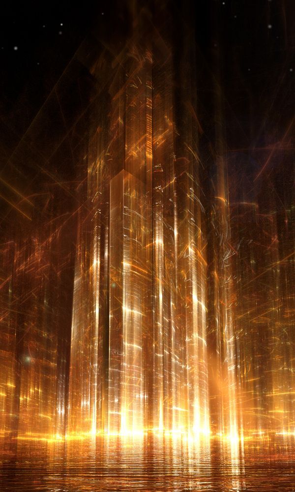 金色建筑倒影梦幻抽象PNG透明背景，高清海报设计素材下载