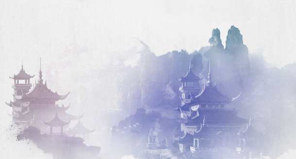 玄幻中国风楼宇海报PNG透明背景，古典设计素材高清下载