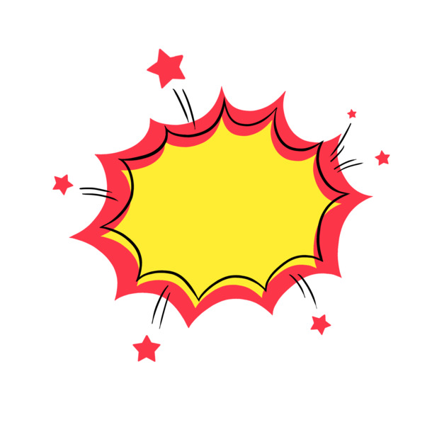 黄色爆炸波普风对话框PNG素材，高清透明免抠图，创意装饰元素下载