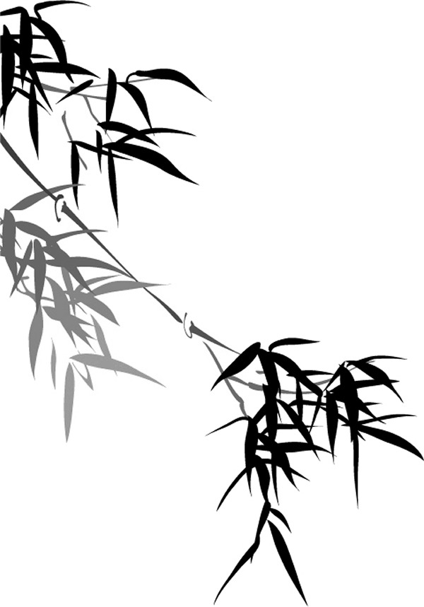 竹叶水墨PNG透明图，高清漂浮元素，设计素材下载