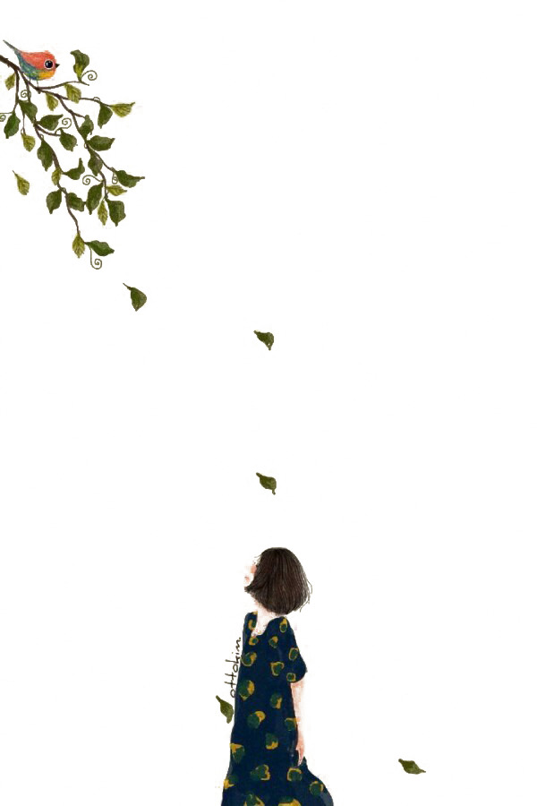 女孩漫步落叶间，高清PNG透明漂浮元素，叶子图片设计素材下载