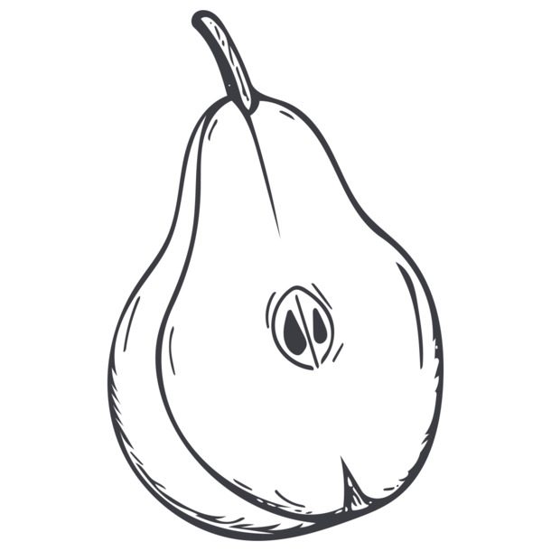 高清线描半梨PNG，透明免扣图标素材，一键下载