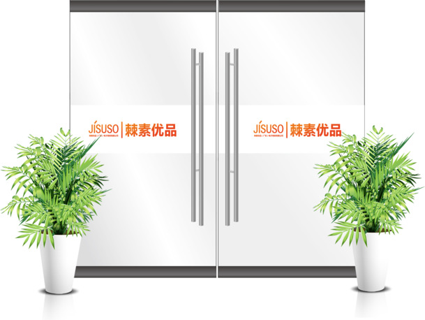 企业大门玻璃门贴条PNG素材，高清透明背景，设计元素丰富，免费下载