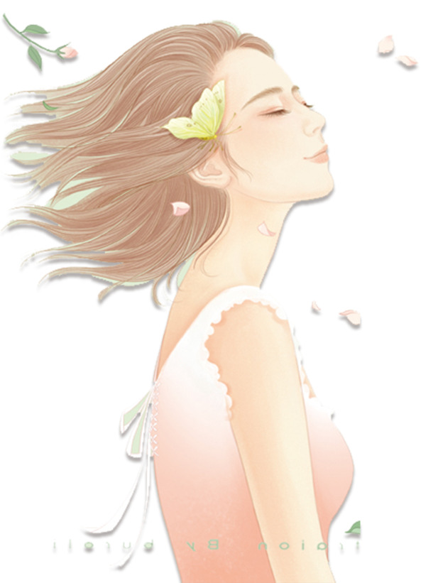 手绘卡通女孩PNG透明图，高清素材，创意手绘元素下载
