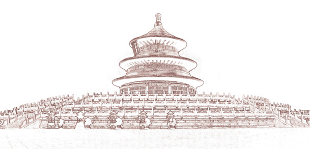 天坛线条素材，古典中国风PNG透明背景图片，高清设计元素下载