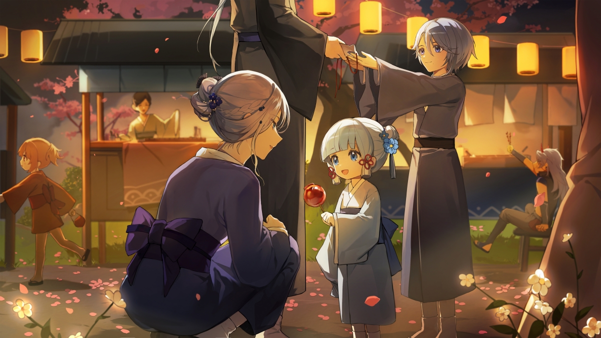 【神里绫华绘艺】原神祭典盛景，绝美4K动漫壁纸，高清3840x2160，一键下载