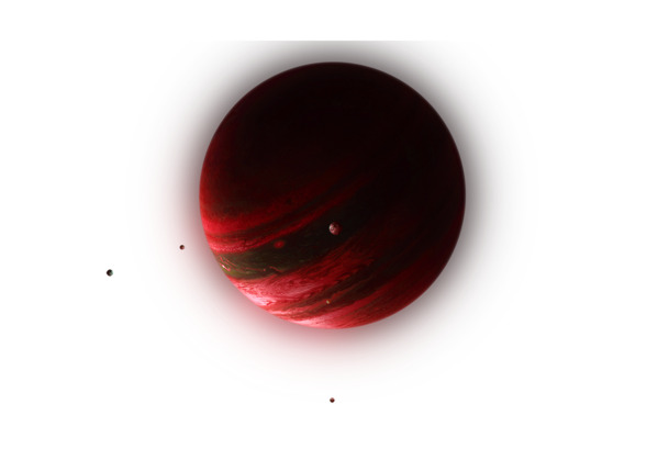 红色梦幻星空木星PNG素材，高清透明装饰元素，特效设计图免费下载