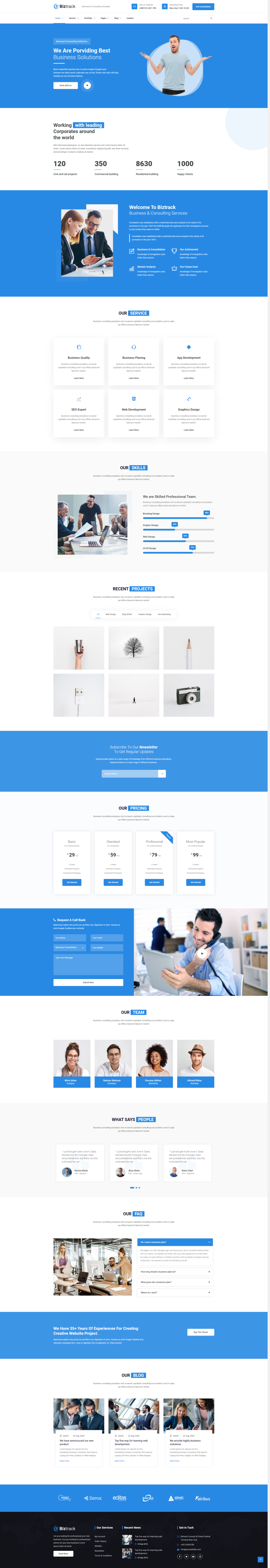 企业网站模板html，蓝色商务网站建设