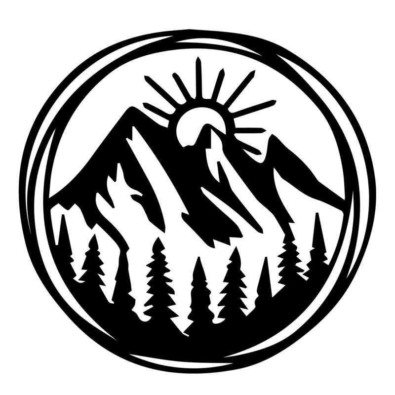 山脉日出森林剪影，高清PNG透明免扣元素，AI格式设计素材下载