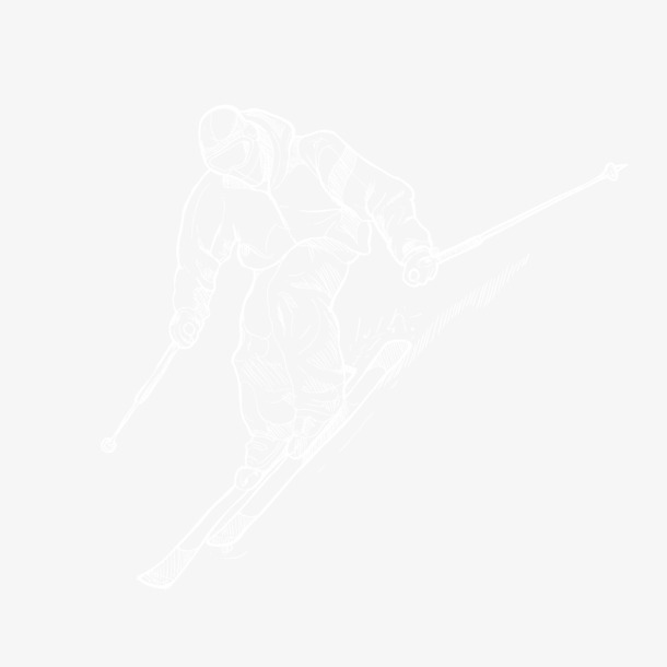滑雪人物高清PNG透明背景图片，白色线条底纹设计素材下载
