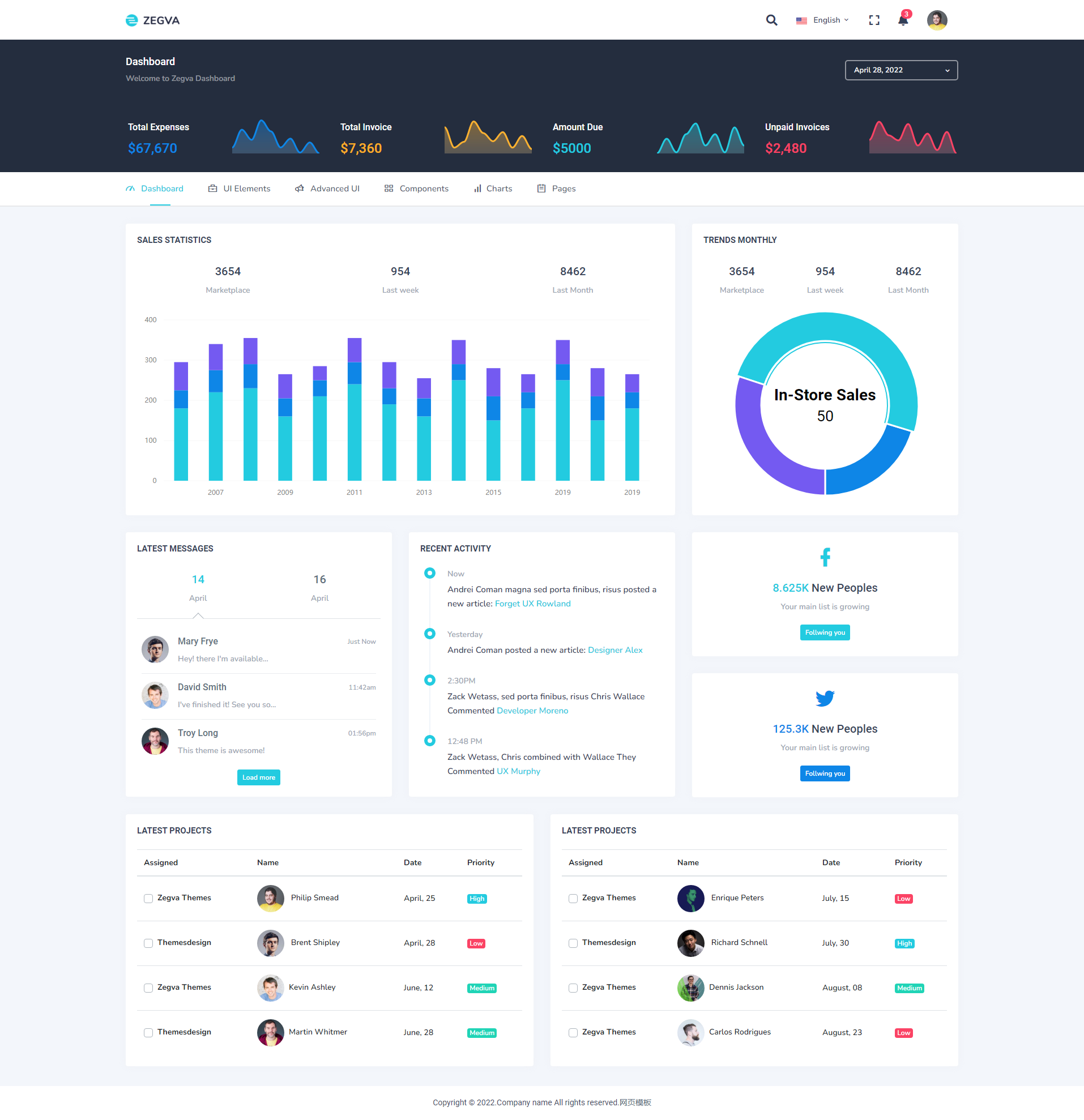 Bootstrap管理系统模板，简单后台管理模板
