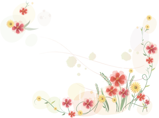 手绘花卉PNG透明图片，高清装饰边框素材，免费下载