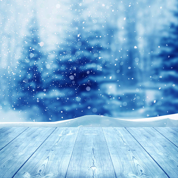 唯美蓝色雪景PNG背景图，高清透明元素，冬日场景设计素材下载