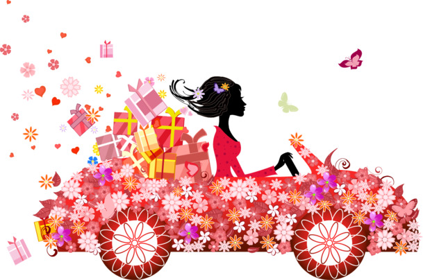 妇女节节日元素，时尚购物女郎剪影PNG透明图片，高清设计素材免费下载