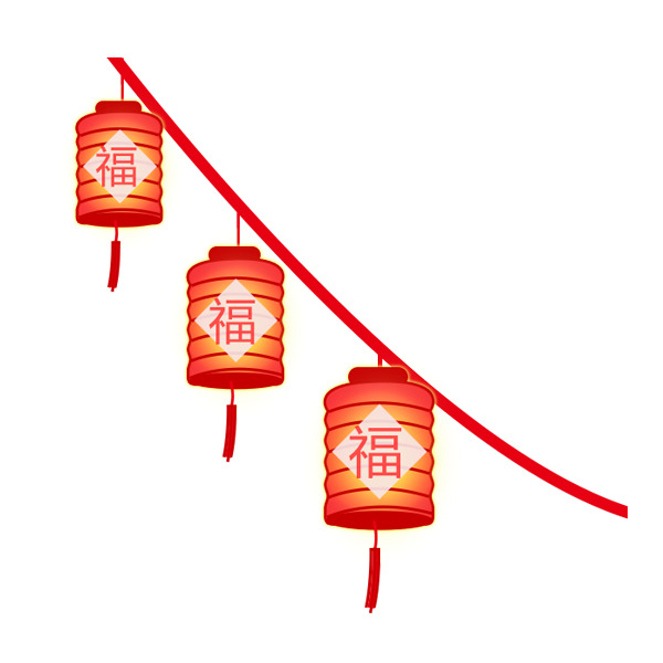 卡通灯笼PNG透明图，元旦春节元宵节日元素，高清素材免费下载