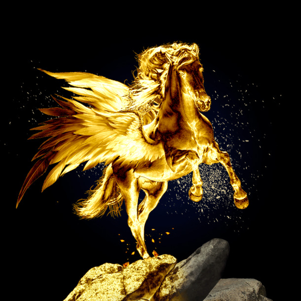 小飞马点石成金，梦幻抽象PNG透明背景设计素材，高清下载