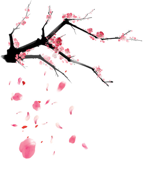 粉色桃花PNG透明图片，高清花瓣漂浮元素，设计素材免费下载