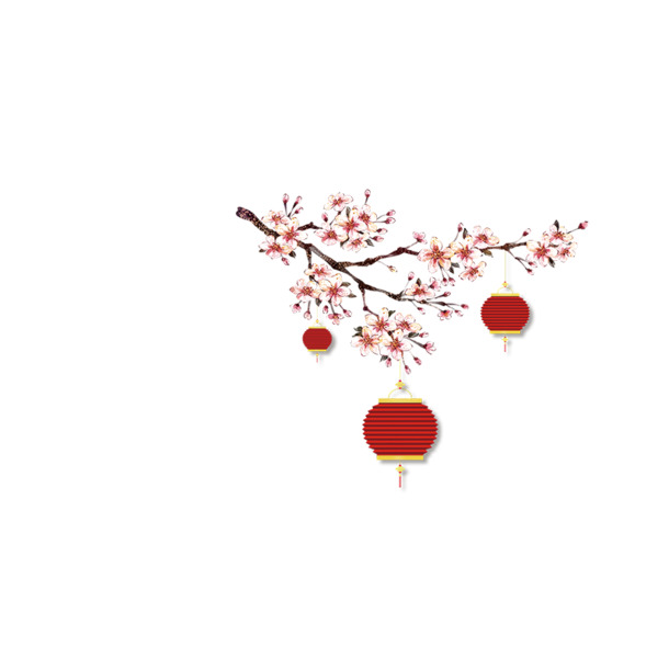 腊梅灯笼PNG透明图，高清节日元素，欢庆元旦春节元宵，设计素材免费下载