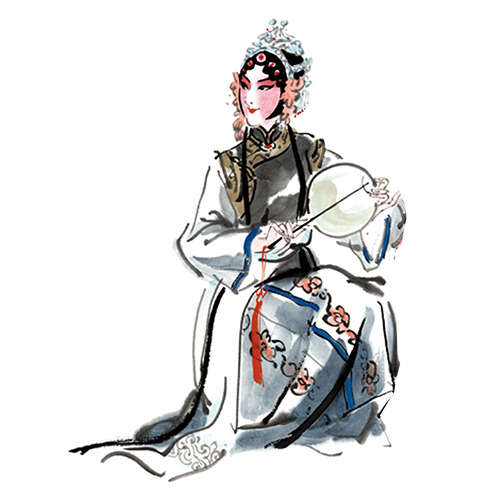 京剧服饰手绘卡通装饰图，彩色简约PNG透明图片素材下载