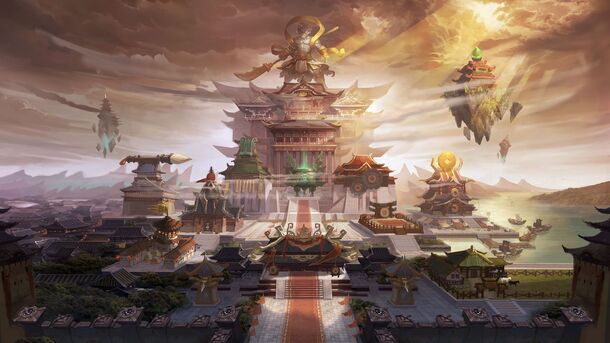 玄幻宫殿古风手绘PNG透明背景，古典中国风设计素材下载