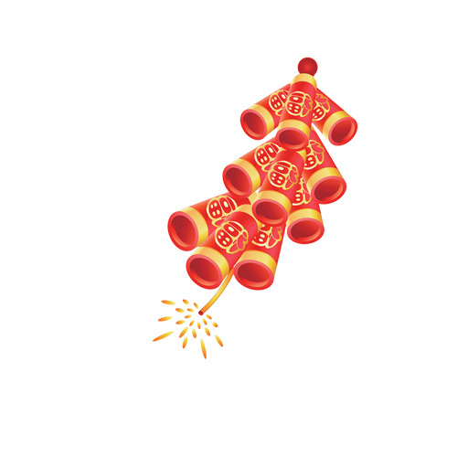 鞭炮PNG透明图，元旦春节元宵节日素材，高清下载