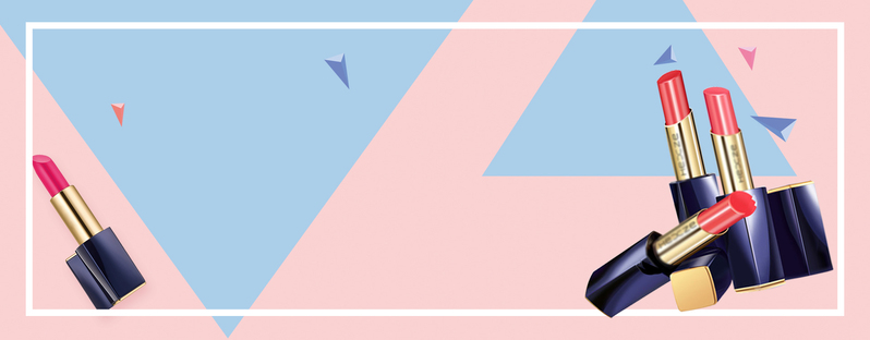 美妆促销盛宴，粉色几何banner，高清JPG/PSD素材，一键下载