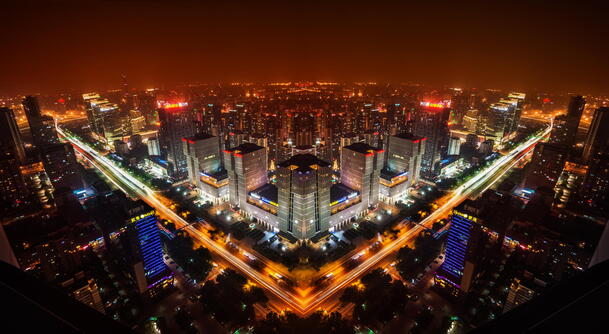 高清PNG透明背景，灯火辉煌黄夜城市风光，摄影素材下载