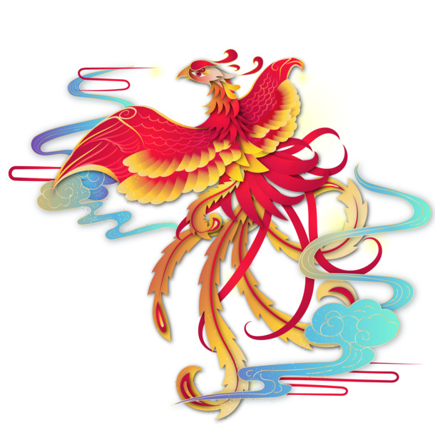 中国风凤凰飞舞PNG透明图片，高清装饰元素，设计素材免费下载