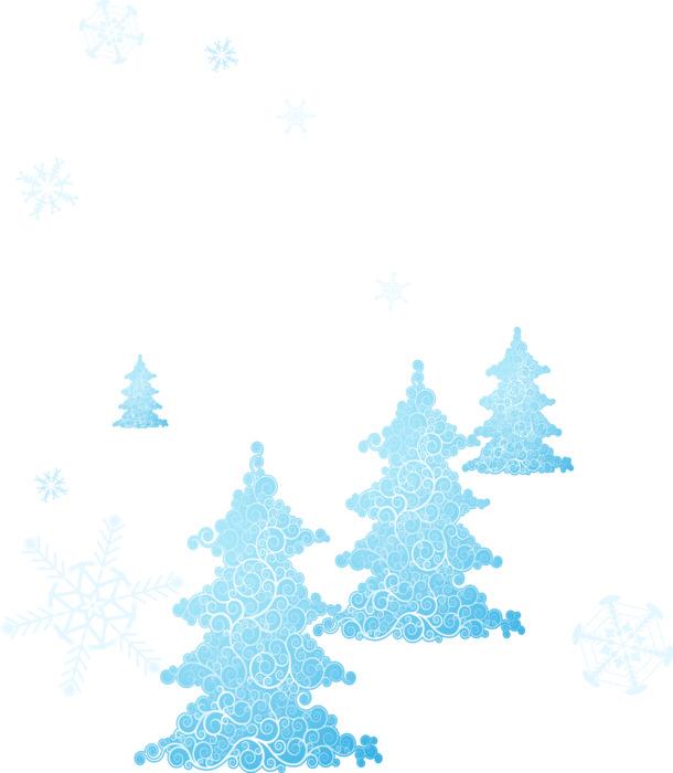 矢量雪景圣诞树PNG素材，高清透明，节日元素，免费下载