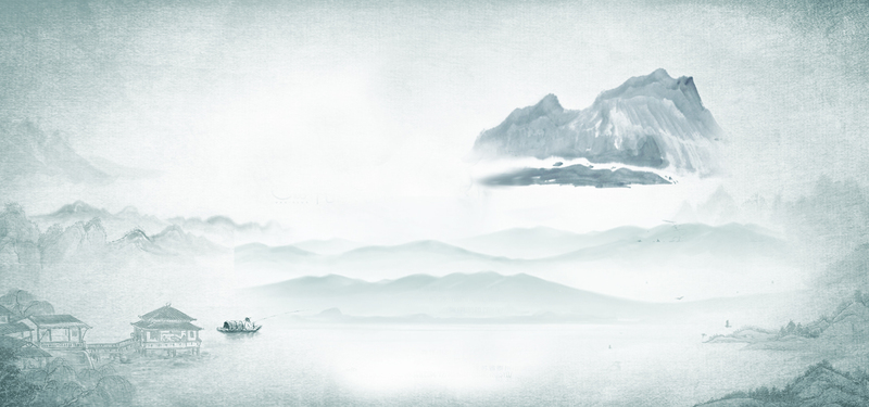 中国风水墨画，清新复古背景图片，高清JPG/PSD设计素材下载