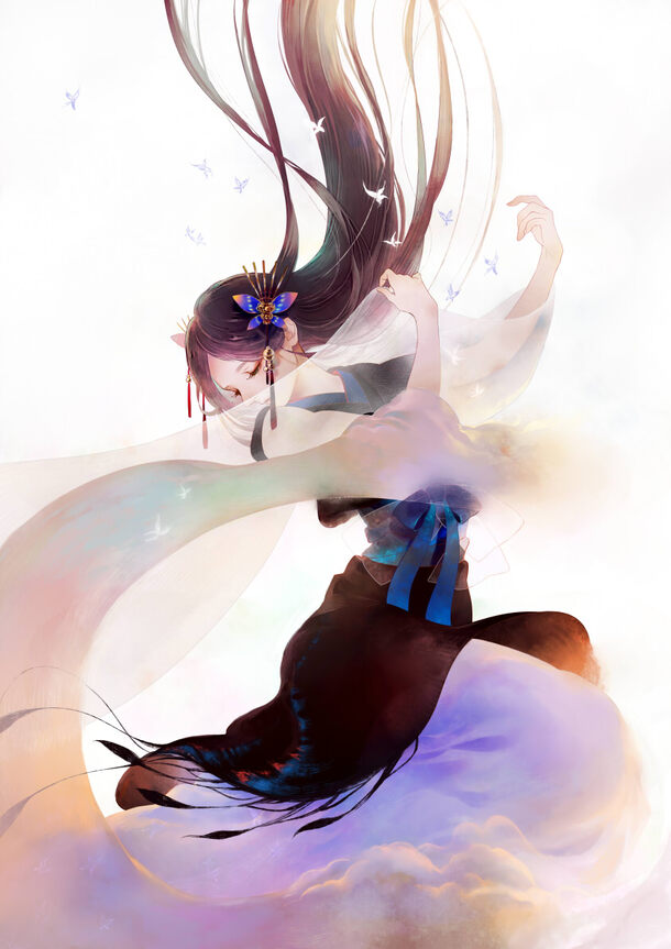 古风美女倾城之姿，手绘插画PNG高清透明背景，卡通手绘素材下载