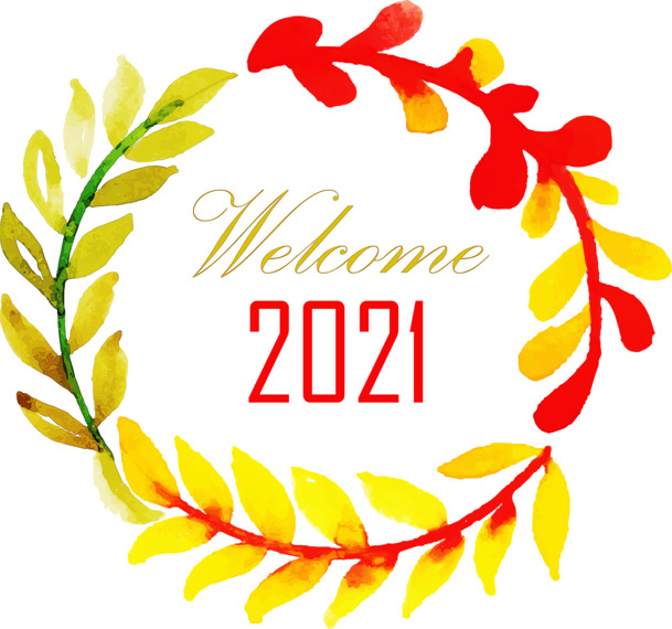 2021彩色水彩花环PNG透明图，元旦春节元宵节日素材下载