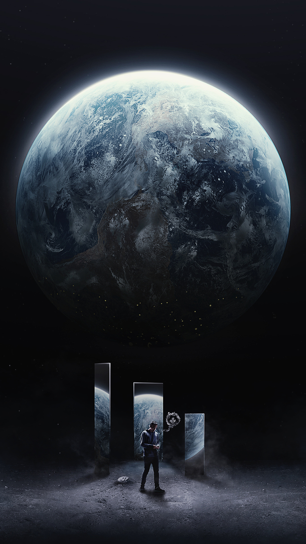 地球星空发光海报，高清PNG透明背景图片，创意场景设计素材下载