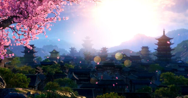 武侠古风桃花原画PNG透明背景，梦幻抽象元素，高清图片设计素材下载