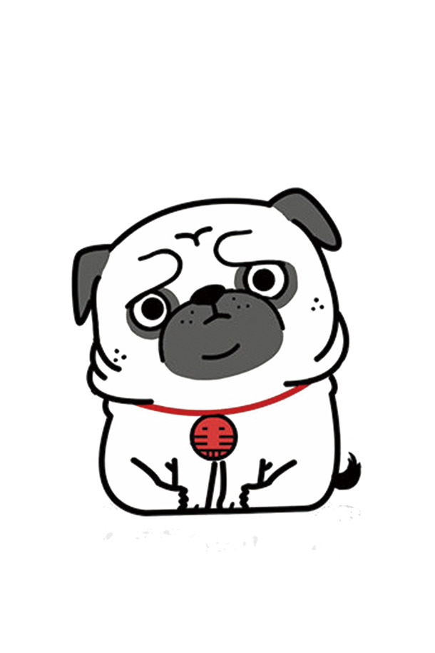 呆萌狗狗手绘卡通PNG素材，高清透明图片，创意手绘元素设计下载